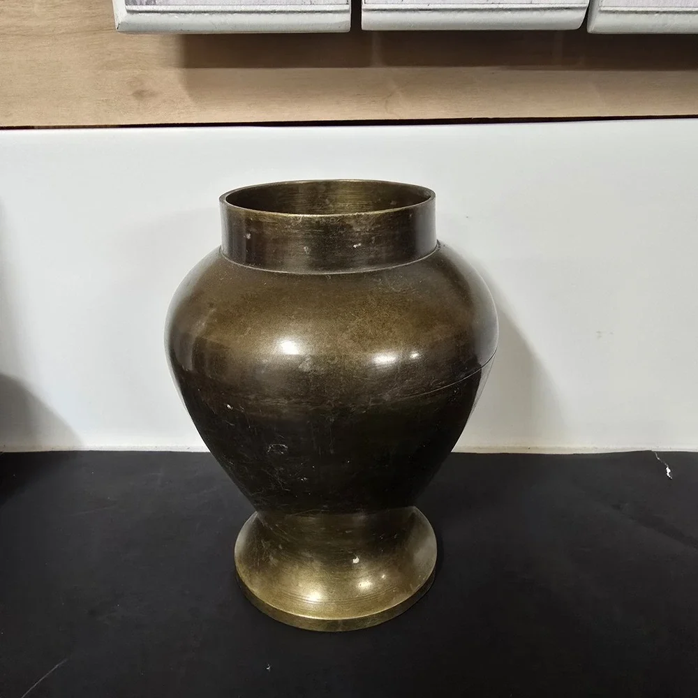 Vintage Solid Brass Urn Vase Made in India Decorative Metal‎ Bud Vase Patina